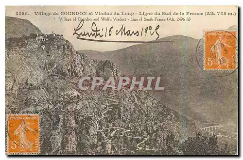 Ansichtskarte AK Village de Gourdon et Viaduc du Loup Ligne du Sud de la France