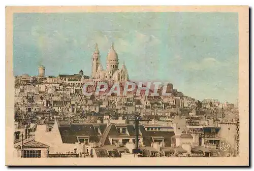 Cartes postales Paris Vue sur la Butte Montmartre La Basilique du sacre Coeur et l'Eglise Saint Pierre de Montma