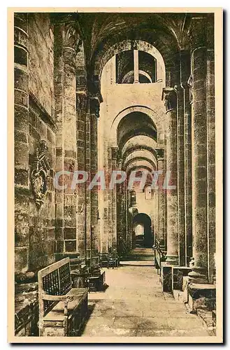 Cartes postales Conques Interieur de l'Eglise Bas Cote et Porte de la Tribune