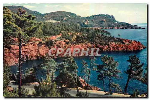 Cartes postales La Corniche d'Or Le Trayas Var au I plan la route de Saint Raphael a Cannes au fond la Pointe de