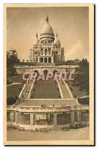 Cartes postales Paris en Flanant le Sacre Coeur de Montmartre et l'escalier monumental