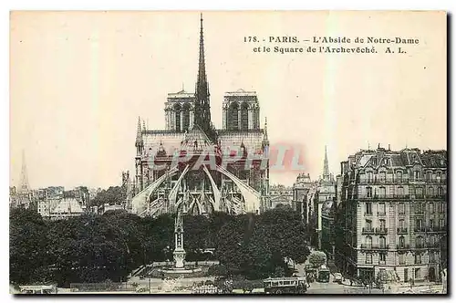 Ansichtskarte AK Paris l'Abside de Notre Dame et le Square de l'Archeveche