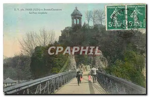 Cartes postales Paris XIX Buttes Chaumont le Pont suspendu