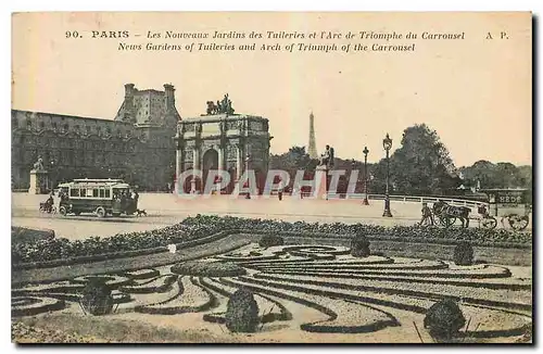 Cartes postales Paris le Nouveaux Jardins des Tuileries et l'Arc de Triomphe du Carrousel