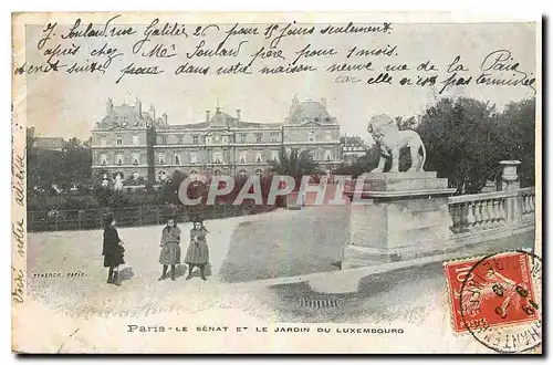 Cartes postales Paris le Senat et le Jardin du Luxembourg Lion