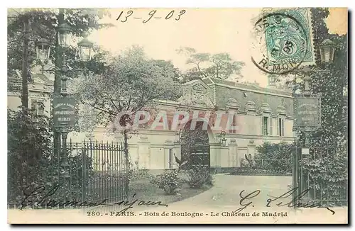 Cartes postales Paris Bois de Boulogne le Chateau de Madrid