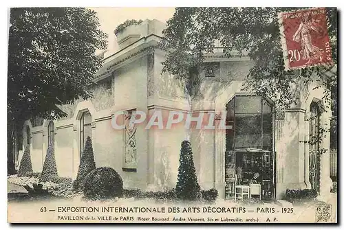 Cartes postales Exposition Internationale des Arts Decoratifs Paris 1925 Pavillon de la Ville de Paris