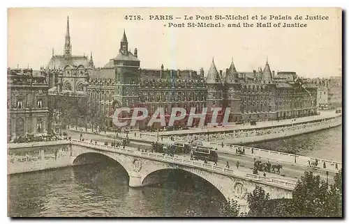 Cartes postales Paris le Pont St Michel et le Palais de Jusitce