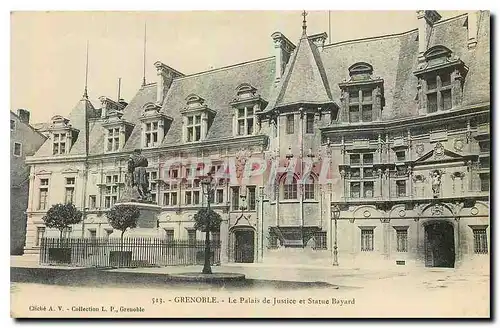 Ansichtskarte AK Grenoble le Palais de Jusitce et Statue Bayard