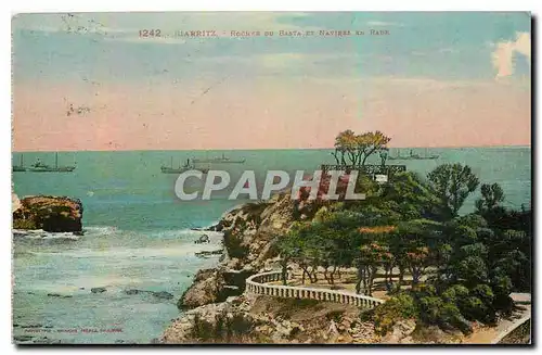 Cartes postales Biarritz Rocher du Basta et Navires en Rade