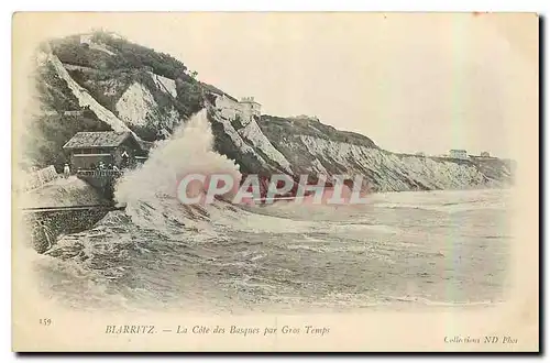 Cartes postales Biarritz la cote des Basques par Gros Temps