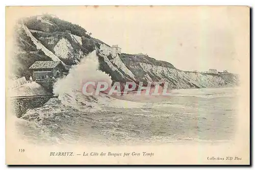 Cartes postales Biarritz la cote des Basques par Gros Temps