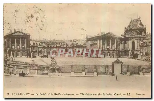 Cartes postales Versailles le palais et la Grille d'Honneur