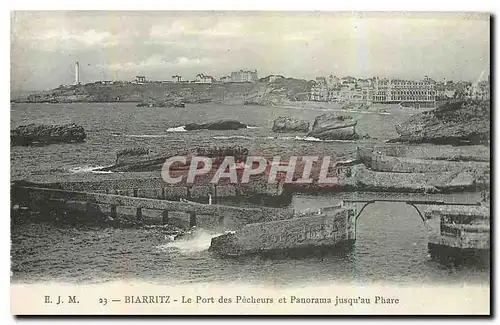 Cartes postales Biarritz le port des Pecheurs et Panorama jusqu'au Phare