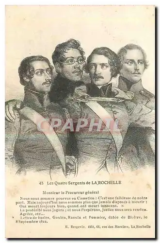 Cartes postales Les Quatre Sergents de la Rochelle