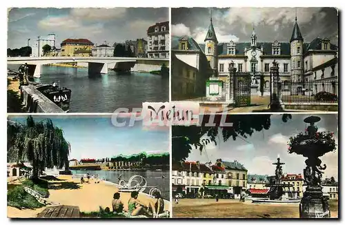 Cartes postales moderne Melun Le Pont Leclerc l'hotel de ville la piscine la place Saint Jean