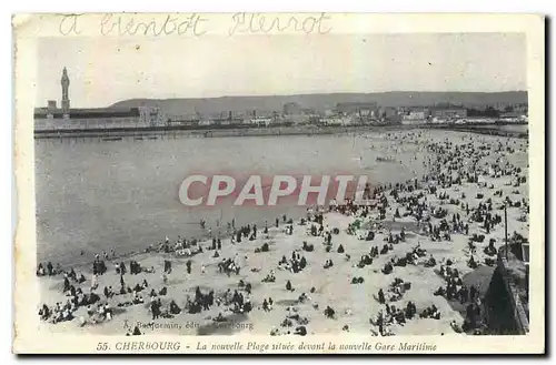 Cartes postales Cherbourg la nouvelle plage situee devant la nouvelle Gare Maritime