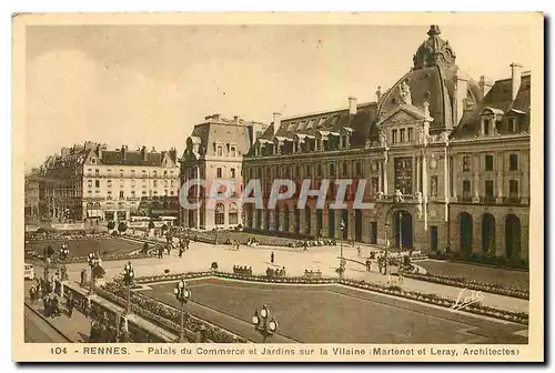 Ansichtskarte AK Rennes Palais du Commerce et Jardins sur la Vilaine