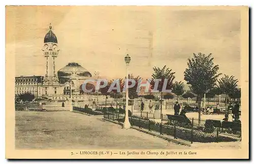 Cartes postales Limoges H V les jardins du Champ de Juillet et la Gare