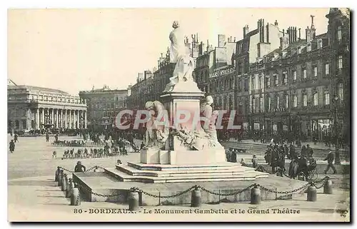 Cartes postales Bordeaux le Monument Gambetta et le Grand Theatre