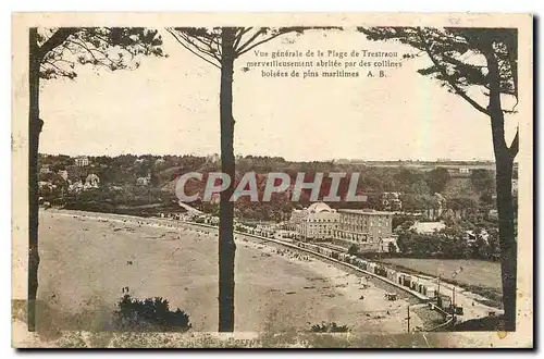 Cartes postales Vue generale de la Plage de Trestraou merveilleusement abritee par des collines boisees de pins