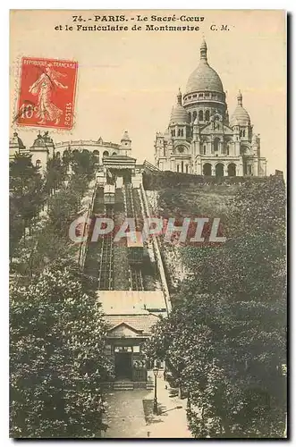 Cartes postales Paris le Sacre Coeur et le Funiculaire de Montmartre