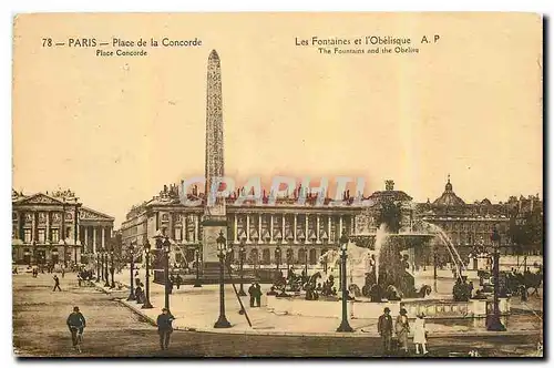 Ansichtskarte AK Paris Place de la Concorde Les Fontaines et l'Obelisque