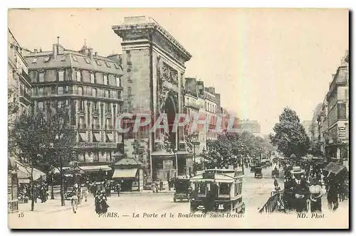 Cartes postales Paris La Porte et le Boulevard Saint Denis