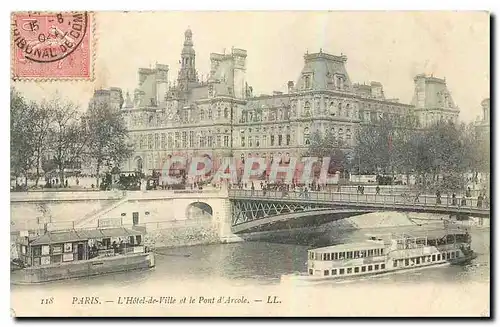 Cartes postales Paris l'Hotel de Ville et le Pont d'Arcole Bateau