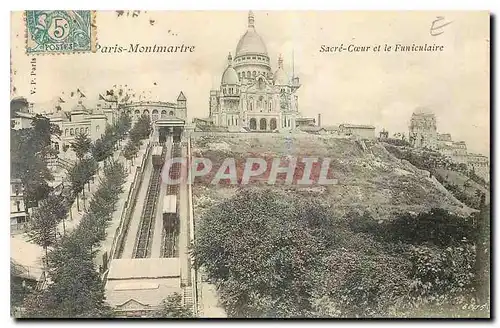 Cartes postales Paris Montamartre Sacre Coeur et le Funiculaire