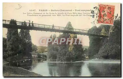 Cartes postales Paris Buttes Chaumont Pont suspendu