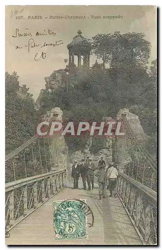 Ansichtskarte AK Paris Buttes Chaumont Pont suspendu