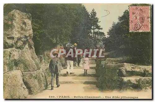 Ansichtskarte AK Paris Buttes Chaumont Une Allee Pittoresque