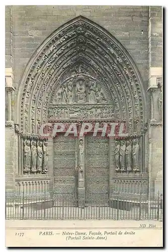 Cartes postales Paris Notre Dame Facade Portail de droite