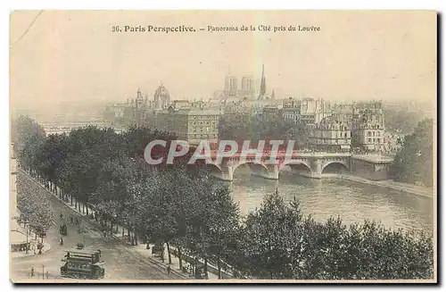 Cartes postales Paris Perspective panorama de la Cite pris du Louvre