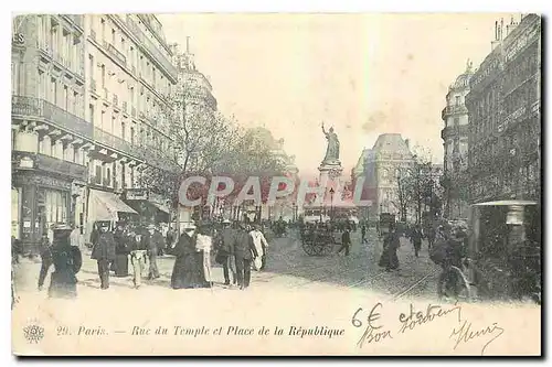 Cartes postales Paris Rue du Temple et place de la Republique