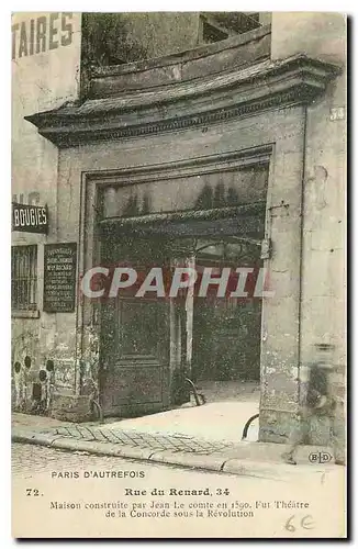 Cartes postales Paris d'Autrefois rue du Renard maison construite par Jean