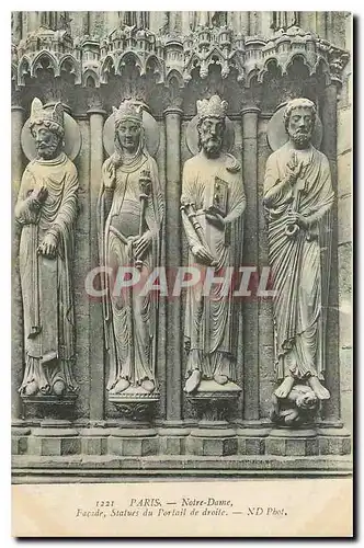 Cartes postales Paris Notre Dame facade statues du Portail de droite