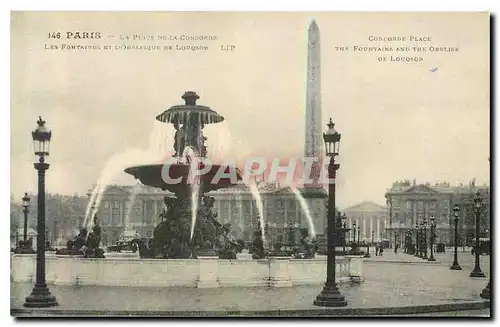 Ansichtskarte AK Paris La Place de la Concorde Les Fontaines et l'Obelisque de Louqsor