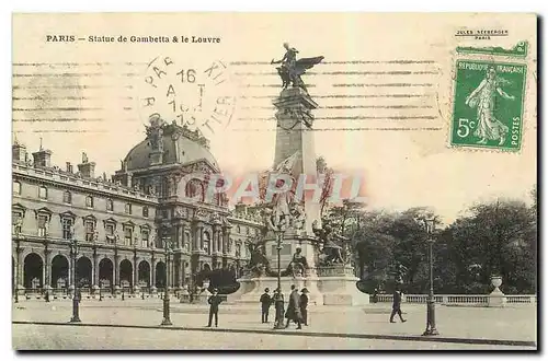 Ansichtskarte AK Paris Statue de Gambetta & le Louvre