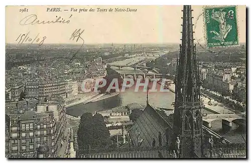 Cartes postales Paris Vue prise des Tours de Notre Dame