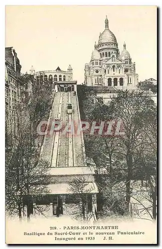 Cartes postales Paris Montmartre Basilique du Sacre Coeur et le Nouveau funiculaire inaugure en 1935