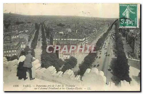 Ansichtskarte AK Paris Panorama pris de l'Arc de Triomphe sur l'Avenue Friedland et les Champs Elysees