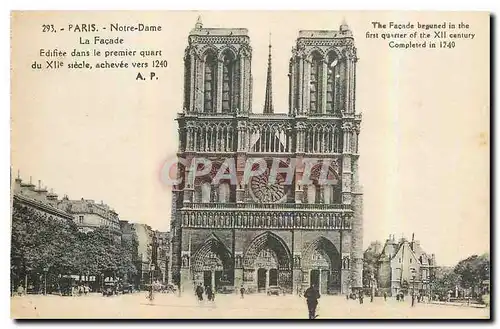 Cartes postales Paris Notre Dame la Facade