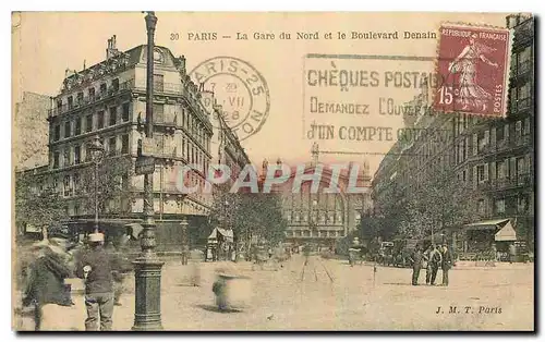 Cartes postales Paris la Gare du Nord et le Boulevard Denain