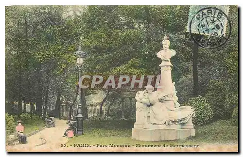 Cartes postales Paris Parc Monceau monument de Maupassant