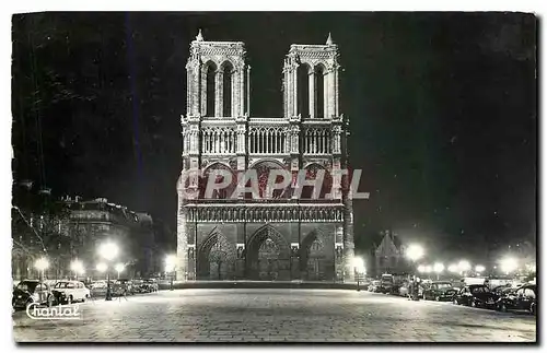 Ansichtskarte AK Paris Facade de Notre Dame Illuminee