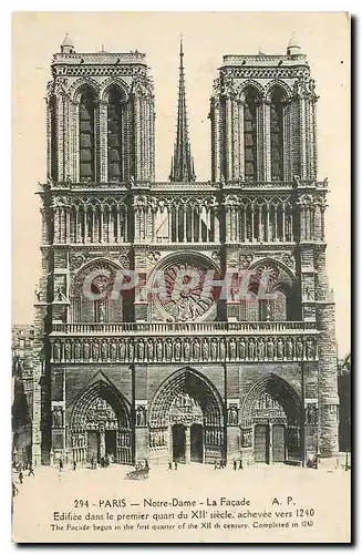 Ansichtskarte AK Paris Notre Dame la Facade