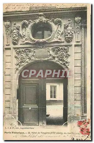 Cartes postales Paris Historique Hotel de Fougeres XVI siecle