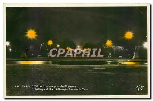 Ansichtskarte AK Paris Effet de Lumiere pris des Tuileries l'Obelisque et l'arc de Triomphe forment la Croix